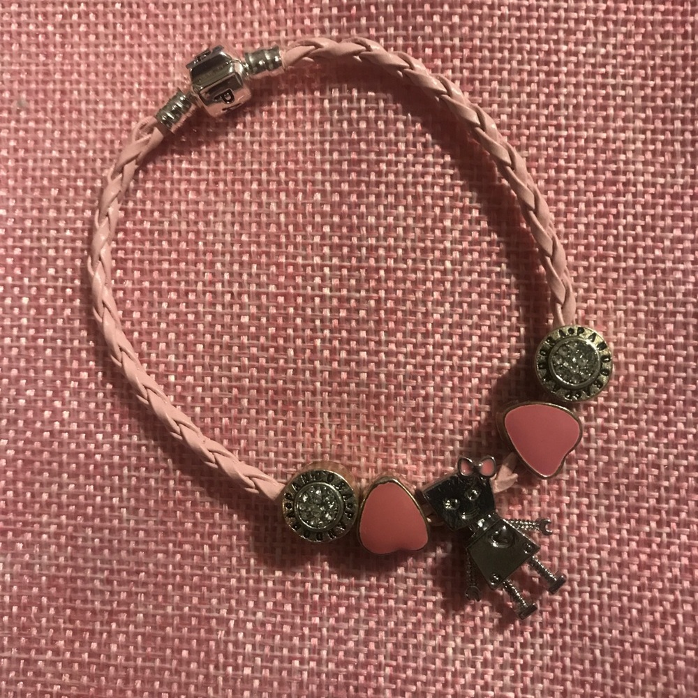 Authentic Pink Leather Pandora bracelet